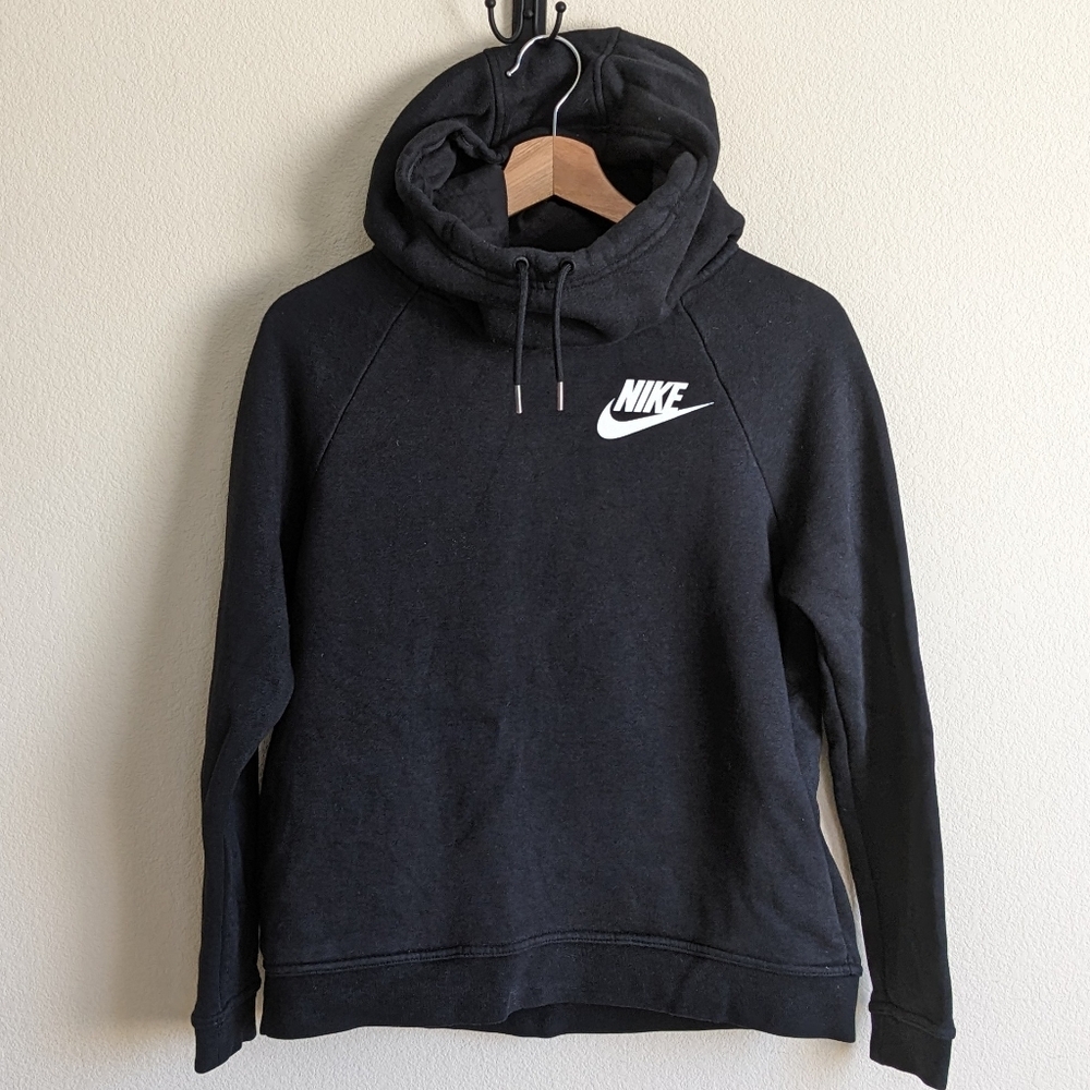 Nike Sportswear Funnel Neck Hoodie Women S Black Fleece Sweatshirt Comfy Casual